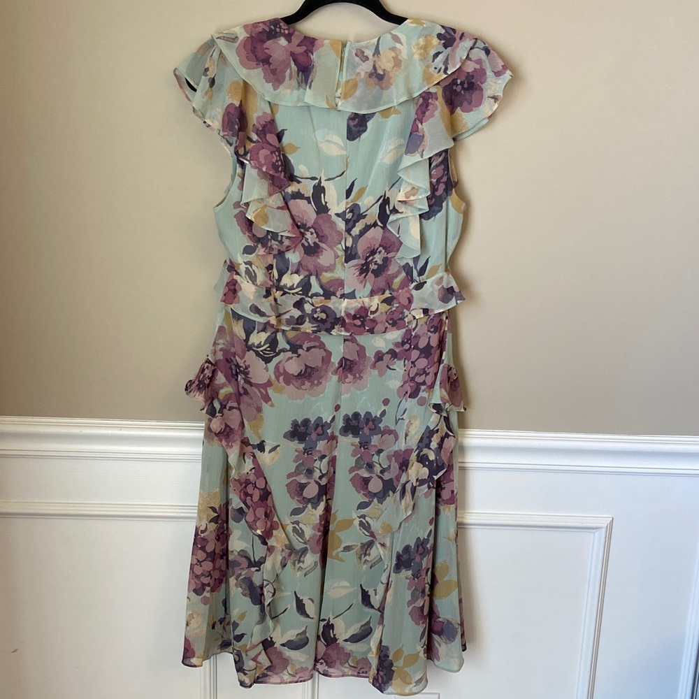 Lauren Ralph Lauren Mint Floral Ruffle Midi Dress NWT Size 10 Wedding Graduation - Picture 7 of 12